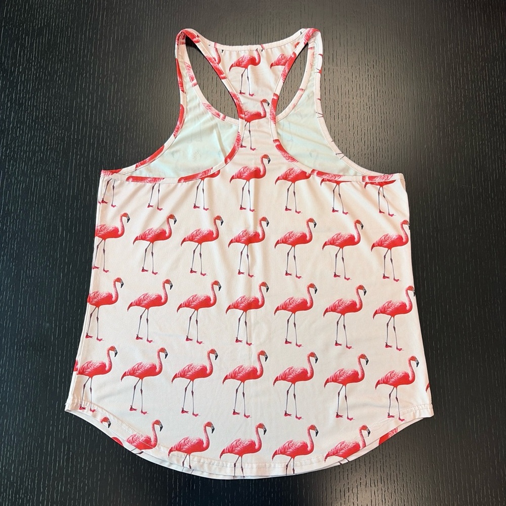 Flamingo Print Racerback Tank Top - Pink Flamingo Pattern - Picture 3 of 3